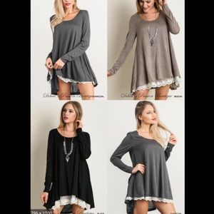 Umgee Lace Trim Cream Tunic/Dress Size Small